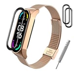 BANGTING Bracelet de Remplacement en Métal Compatible avec Xiaomi Mi Band 3/4 / 5/6, Bandes pour Xiaomi Mi Band 6 Bracelet Bracelets Accessoires pour Mi Fit 5 Sangles (Or Rose)