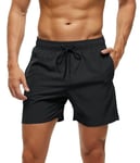 AI'MAGE Short de bain 2 en 1 pour homme avec poches, Noir , XXXXL-L