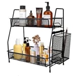 ManGotree Organisateur de comptoir de Salle de Bain, Rack de Stockage d'épices à 2 Niveaux, Organisateur de Meuble-lavabo avec étagère de comptoir pour Panier de Produits de Toilette (Noir)