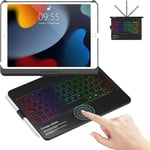 Étui Clavier Ipad 9ème Génération Avec Pavé Tactile Rotatif À 360° Et Support Pour Crayon,7 Couleurs Rétroéclairé Espagnol Ñ Bluetooth Trackpad Clavier Pour Ipad 10.2 9e/8e/7e Génération