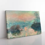 Big Box Art Sun Setting On The Seine by Claude Monet Canvas Wall Art Print Ready to Hang Picture, 76 x 50 cm (30 x 20 Inch), Cream, Cream, Cream