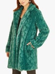 Yumi Snakeskin Print Faux Fur Coat