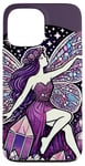 Coque pour iPhone 13 Pro Max Illustration de fée en cristal violet améthyste