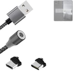 Magnetic charging cable for Asus Zenfone 11 Ultra with USB type C and Micro-USB 