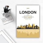 Artze Wall Art Affiche murale London Skyline, paysage urbain de Londres, Angleterre, format A4, jaune/gris