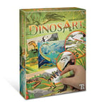 Dinos Art Tableau à Texturer - Kit Loisirs Créatifs pour Enfants 7 Ans et Plus - Tableaux Imprimés de Dinosaures Prêts à Décorer avec Stylo Applicateur et Pierres Autocollantes - Activité Manuelle