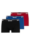 BOSS Mens Trunk 3P Power Three-Pack of Logo-Waistband Trunks in Stretch Cotton