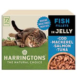 Harringtons Complete Wet Pouch Grain Free Hypoallergenic Adult Cat Food Fish in Jelly Pack 72x85g - Cod, Mackerel, Salmon & Tuna - Making Mealtimes Meatier