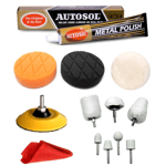 Autosol Metal Aluminium Polish Polishing Foam Pad Kit Flat Surface Polishing