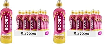 Boost Sports Drinks Raspberry & Mango | 12 Isotonic Drink with Vitamin B12 and B6 | Electrolyte Drink | Maximum Hydration Drinks | Low Calorie Vegan Adult Soft Drinks Multipacks | 12x500ml (Pack of 2)