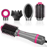 Ensemble de Styler 4 EN 1, PARWIN PRO BEAUTY Brosse Soufflante, avec 4 Accessoires, Sécher, Lisser, Donner du Volume et Coiffer, Seche Cheveux de Soins Ioniques, 1000W (GRIS)