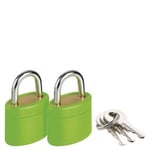 Go Travel Twin Pack Key Padlocks - Bright Green