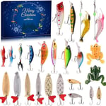 Jul 2024 Fiske Adventskalender - Fiskebete Set, Fiskeutrustning för Vuxna Män Pojkar, Fisketillbehör (24 st)