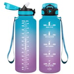 Vikaster VK-TY-SDXZG-1500ML-JB-Blue-Purple-VC Bouteille, Gourde avec Paille, BPA Free, pour Sport, Gym, Randonnée, Extérieur, Bureau Unisex-Youth, Bleu-Violet 1500ml