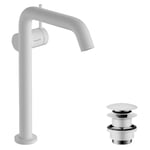 hansgrohe Tecturis S Fine - Mitigeur de lavabo avec vidage Push-Open, économie d'énergie (CoolStart), Robinet salle de bain avec hauteur sous bec 240mm, économie d'eau (EcoSmart+), Blanc mat, 73370700