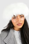 Womens Cream Faux Fur Headband - White - One Size, White