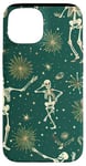 Coque pour iPhone 15 Vert Art Déco Squelettes Tropical Dancing Night Sky