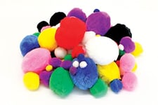 Bright Ideas Colour Pompoms. Assorted Colours and Sizes, 7mm to 38mm. Pack of 100 Acrylic Pompoms for Kids Crafts, Arts & Crafts and for DIY Creative Crafts Decorations. BI8024.