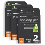 6 x Panasonic Eneloop PRO AAA 930mAh Rechargeable Batteries Ni-MH BK-4HCDE/2BE