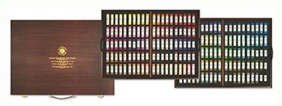 Mungyo MPHM-200W - Gallery Artists' Handmade Soft Pastels, lot de 200 dans un coffret en bois, pastels roulés à la main de qualité artistique, consistance douce