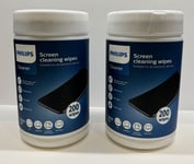 x2 Screen Cleaning Wipes 200 Pack | Philips | TV PC Monitor Tablet iPad Laptop