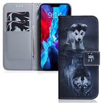 MRSTER Cuir Premium Coque pour Nokia 2.3, Durable Léger Classique Conçu Étui en PU Cuir Portefeuille Etui Housse pour Nokia 2.3. EF Wolf Dog