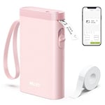 Nelko Imprimante d'étiquettes, Bluetooth P21, Étiqueteuse autocollante portable, Sans fil, Mini imprimante d'étiquettes avec iOS Android, Pour la maison, le bureau, rose