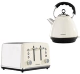 Daewoo Kensington Cream Pyramid 1.7L 3KW Kettle & 4 Slice Toaster Matching Set