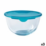 Rund matlåda med lock Pyrex Cook & Store 16 x 16 x 10 cm Blå 1 L Silikon Glas (3 antal)