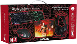 Pack Gaming Drakkar ROGUE Konix Clavier, Casque, Tapis de Souris, Souris NEUF