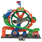 Hot Wheels City Track Set with 1 Hot Wheels Car, Kid-Activated Ferris Wheel with Carnival Lights & Sounds, Ferris Wheel Playset, HKX46