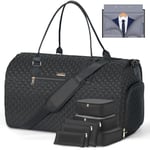 LekeSpring Sacs à vêtements avec 6 Cubes d'emballage, Sac de Week-End Convertible pour Femme, Grand Sac à Main pour Voyage, Sac de Sport, Sac à vêtements, Cadeau de Couleur Noire, Noir