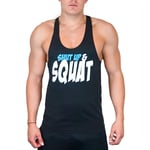 CoreX Fitness Shut Up And Squat Stringer Mens Training Vest Black Tank Top Gym