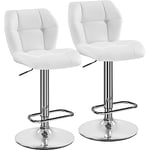 Yaheetech Lot de 2 Tabourets de Bar Réglables en Hauteur Modernes,Chaises de Bar en Similicuir et Métal,Tabouret Haut Capacité de Charge Maximale 136 kg,44 × 50,5 × 89 cm 2/Blanc