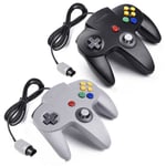 Manette De Jeu 64 N64 Usb Classique Gamepad Joystick Pour Windows Pc Mac (Noir / Gris 2 Pack)