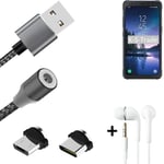 Data charging cable for + headphones Samsung Galaxy S8 Active + USB type C a. Mi