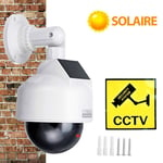 Caméra de surveillance fausse dôme extérieure PTZ, solaire, LED rouge clignotant