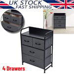 3Layer Fabric Chest of Drawers Cabinet Storage Unit Bedside Table with 4 Drawers