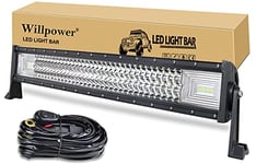 Willpower Bar a LED, 32'' 405W Triple rangée faisceau combiné Barre de Led avec 12V faisceau de câblage kit Rampe LED Phare Led Projecteur LED pour offroad Véhicules Voiture camions ATV