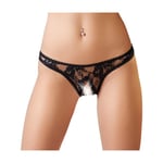 Cottelli Collection: Lace String, Open Crotch, svart Svart M