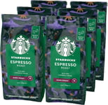 STARBUCKS Espresso Roast, Dark Roast, Whole Bean Coffee 200g (Pack of 6)