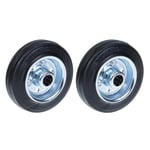 100mm 4" black rubber wheels with pressed steel centre 90kg - Set of 2