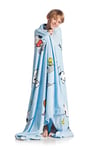 Kanguru Plaid Snoopy, Couverture Polaire, Plaid Canape, Jeté de lit, Couvre lit, Plaid enfant, Plaid doux Bleu claire, 130 x 170 cm