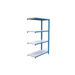 Simon Rack Officlick Bibliothèque de bureau auxiliaire, 1500 x 900 x 300 mm, 4 hauteurs, style industriel, métal, bleu/blanc