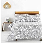 Creative Tissu Skandi Woodland Duvet Set, Coton, Gris Clair, Simple