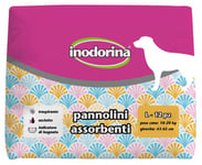 Inodorina, Couches absorbantes jetables, Technologie Respirante et indicateur de mouille, avec Trou pour Queue et Longues ailettes, pour Chiens pesant 10-20 kg, Taille L, 12 pièces