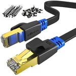 20m Cat 8 Flat Ethernet Cable Zosion High Speed 2000MHz 40Gbps Gigabit Internet Network Cord RJ45 Connector with Gold Plated SFTP Patch Lan Cable for Router Modem Gaming Xbox