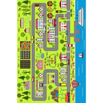 Vendorflair - Tapis Circuit de Voiture City Vert 80x150cm – Qualité supérieure pour Maison, Appartement, Bureau – Style élégant et durable – Confort