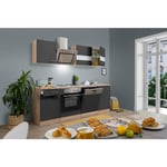 Cuisine Kitchenette bloc cuisine intégrée Chêne Gris Merle 220 cm Respekta