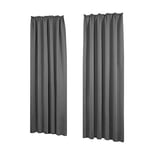 Deconovo Lot de 2 Rideaux Thermiques occultants avec Galon fronceur, 260 x 140 cm (Hauteur x Largeur) Gris Clair